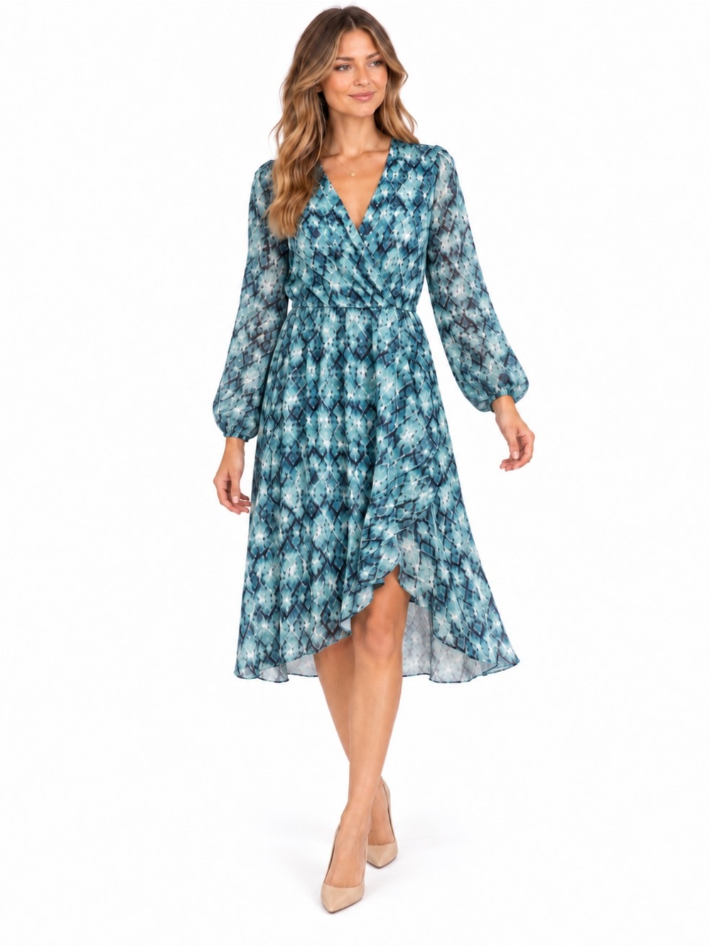 BOSS by Hugo Boss C-Divanta Abstract Print V-Neck Midi Dress NWT Size M